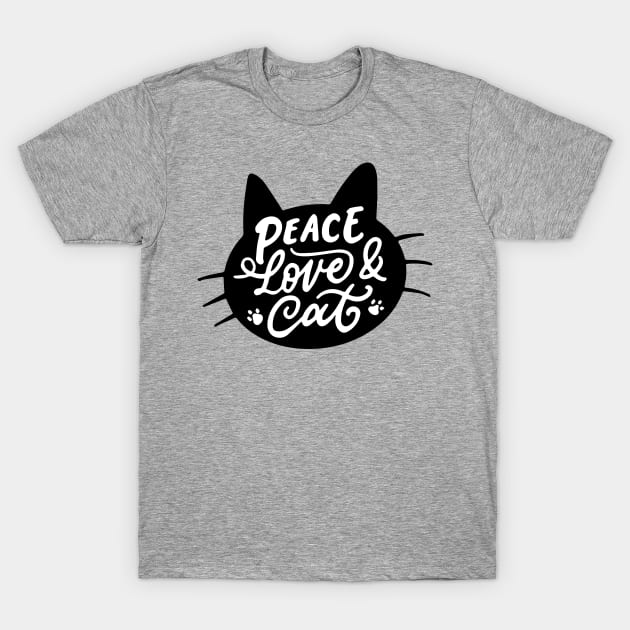 Peace Love & Cat T-Shirt by timegraf